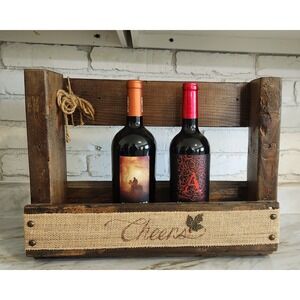 Rustic Freestanding Wooden Wine Rack Wall Shelf Box Farmhouse Reclaimed Wood